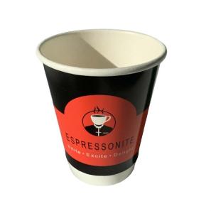 Water-based barrier double wall hot drink cup