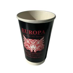 Disposable double wall aqueous lined coffee cup